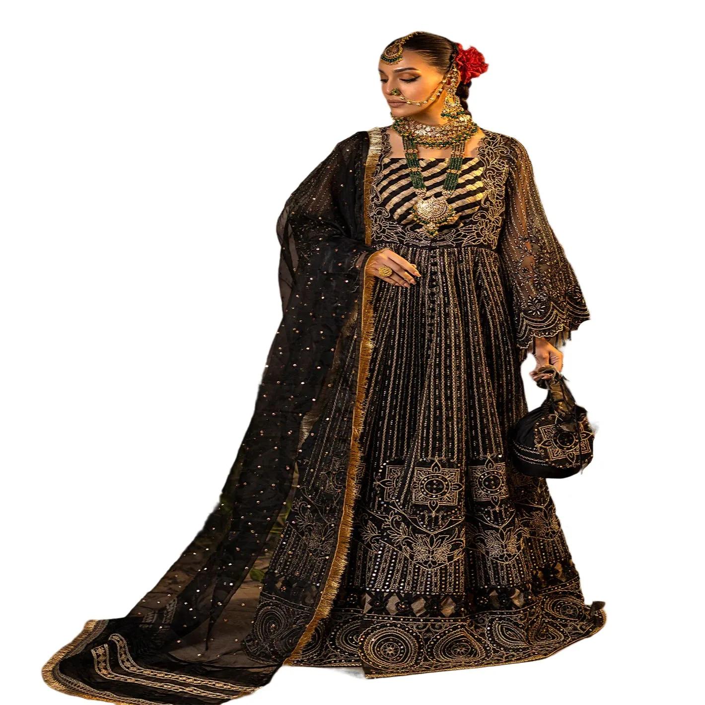 Embrace Elegance: Malika-E-Jahan Unstitched Luxury Organza Suit | Wedding Party Wear Dresses by Faiza Faisal