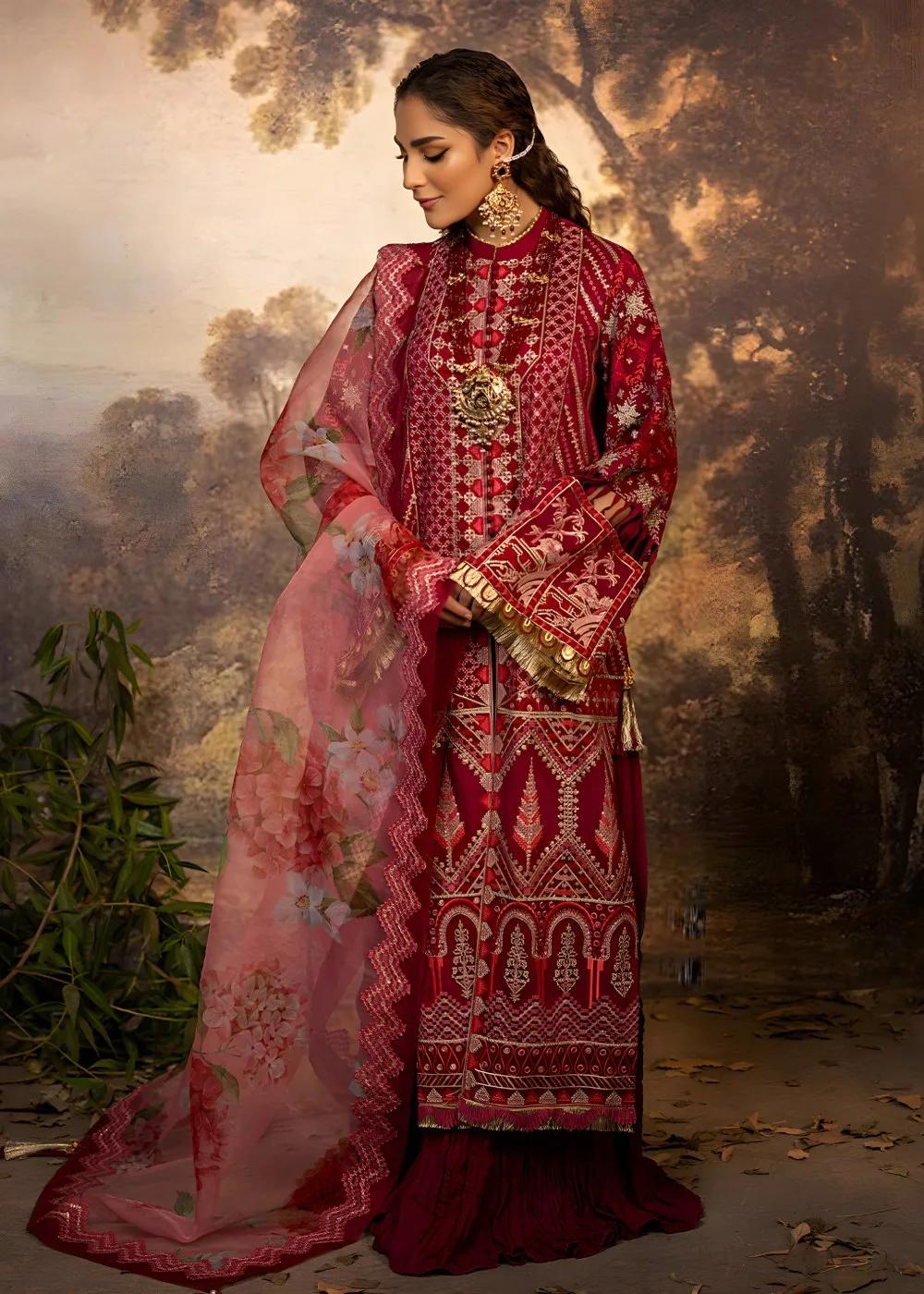 Faiza Faisal 3-Piece Luxury Embroidered Thai Silk Nilofer Bibi Unstitched Formals Suit