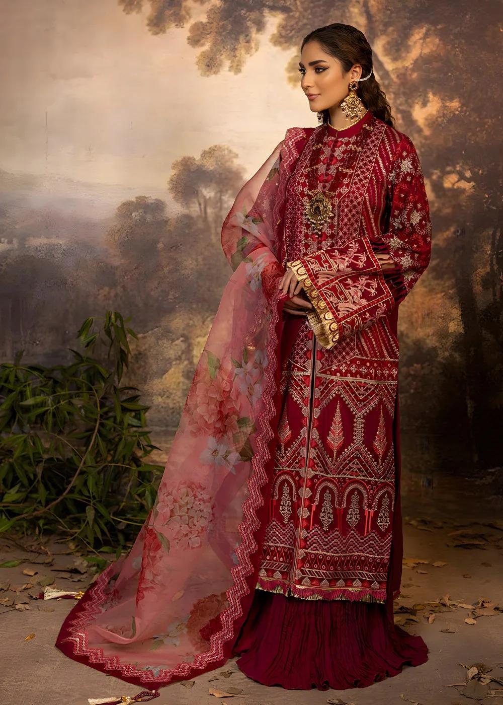 Faiza Faisal 3-Piece Luxury Embroidered Thai Silk Nilofer Bibi Unstitched Formals Suit