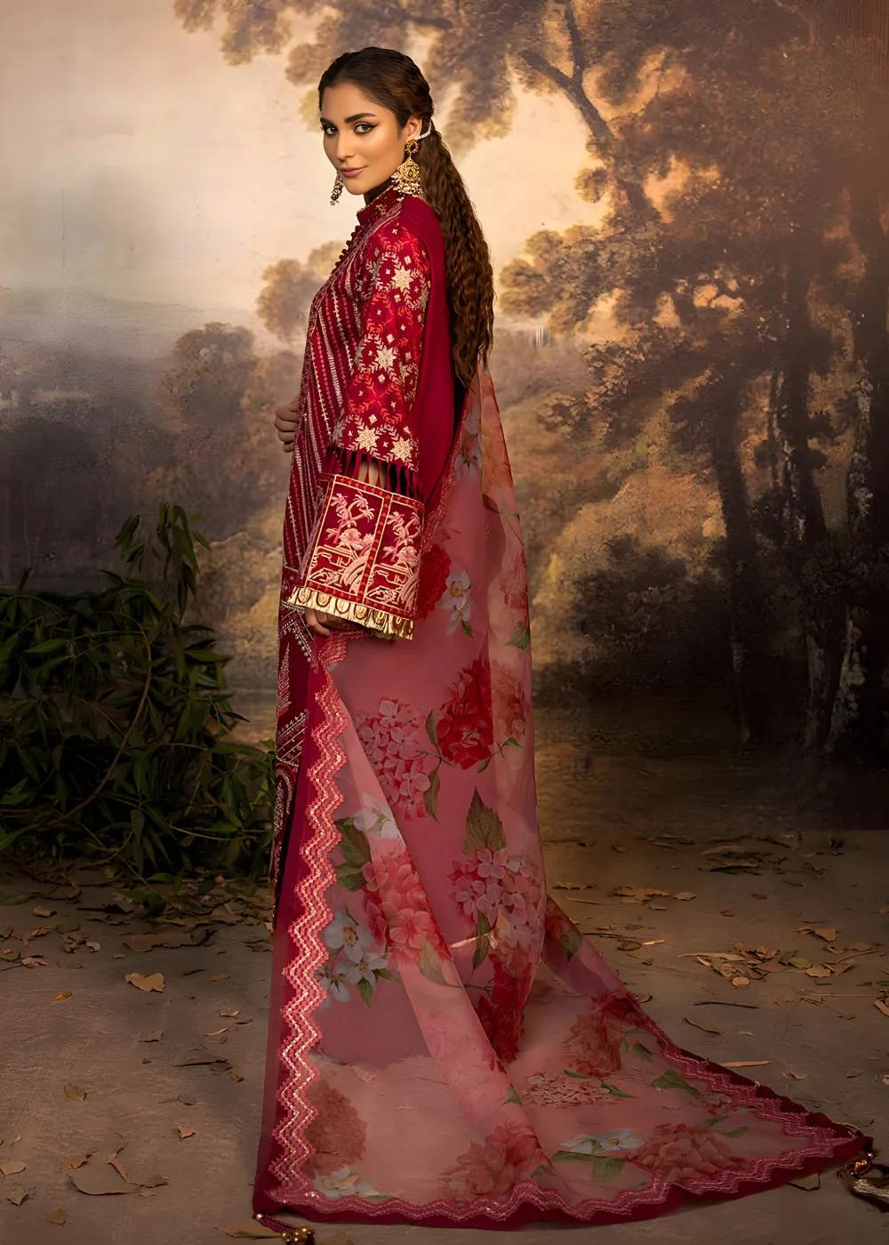 Faiza Faisal 3-Piece Luxury Embroidered Thai Silk Nilofer Bibi Unstitched Formals Suit