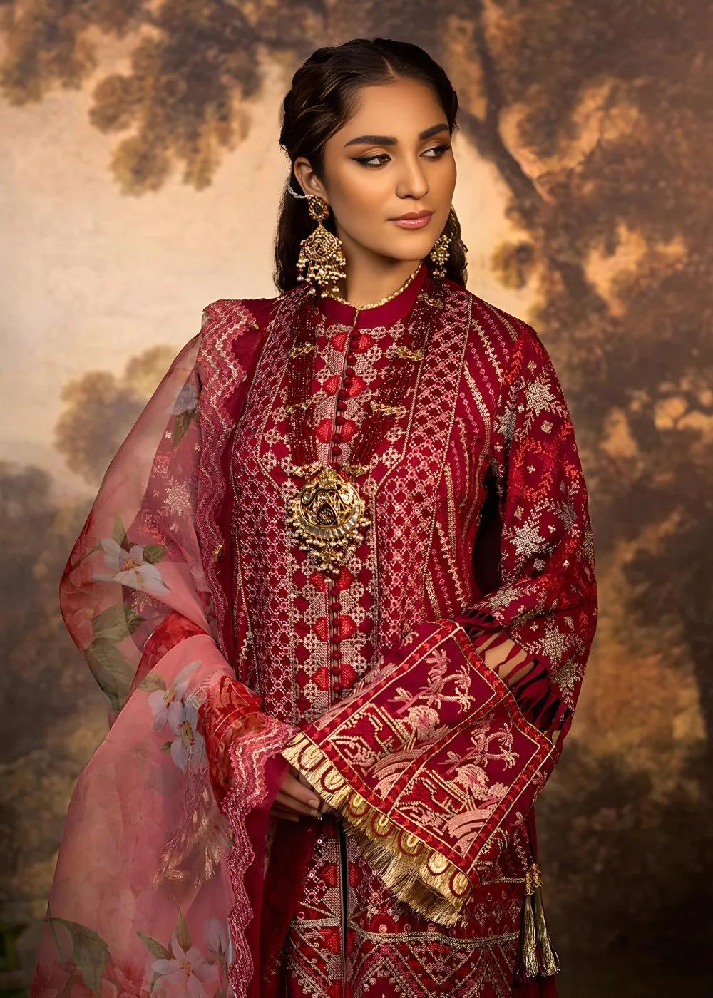 Faiza Faisal 3-Piece Luxury Embroidered Thai Silk Nilofer Bibi Unstitched Formals Suit