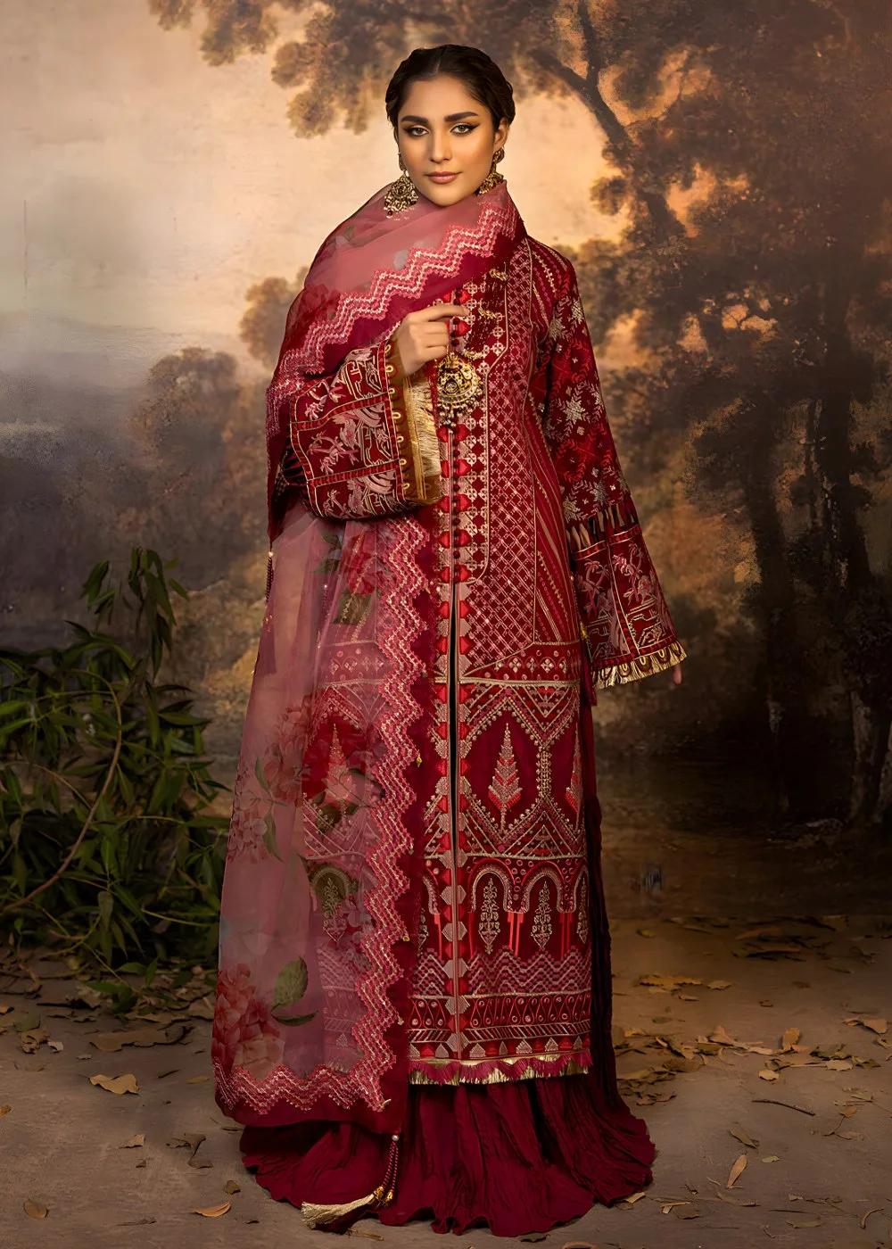 Faiza Faisal 3-Piece Luxury Embroidered Thai Silk Nilofer Bibi Unstitched Formals Suit