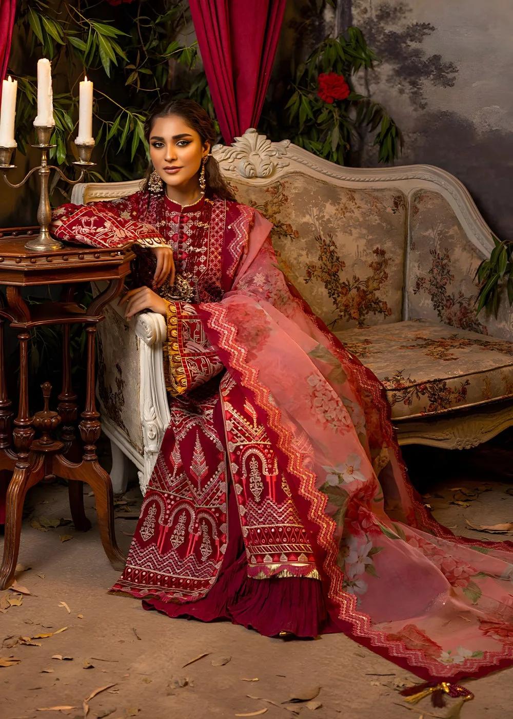 Faiza Faisal 3-Piece Luxury Embroidered Thai Silk Nilofer Bibi Unstitched Formals Suit