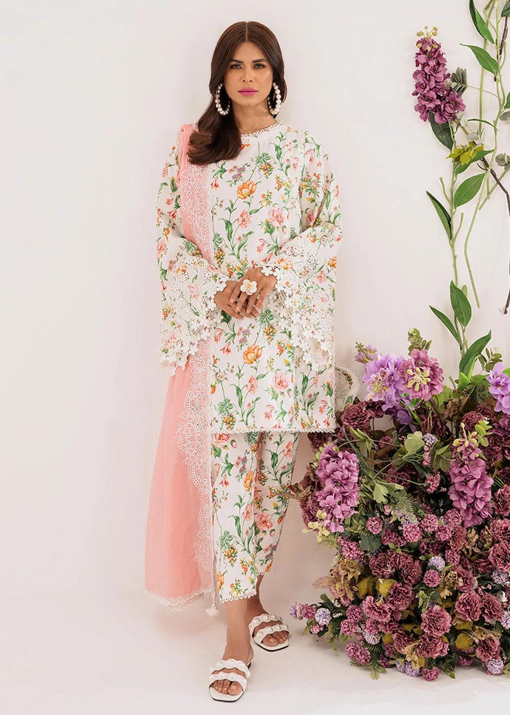 Faiza Faisal 3-Piece Unstitched Printed Embroidered Lawn - Aster French Garden
