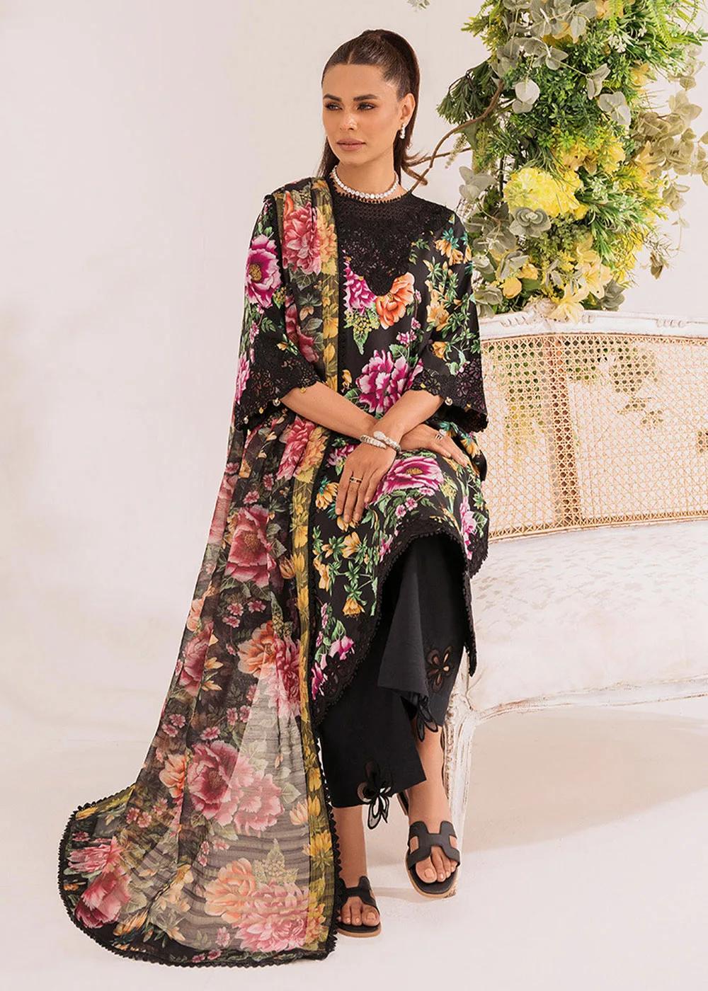 Faiza Faisal 3-Piece Unstitched Printed Embroidered Lawn - Dahlia French Garden