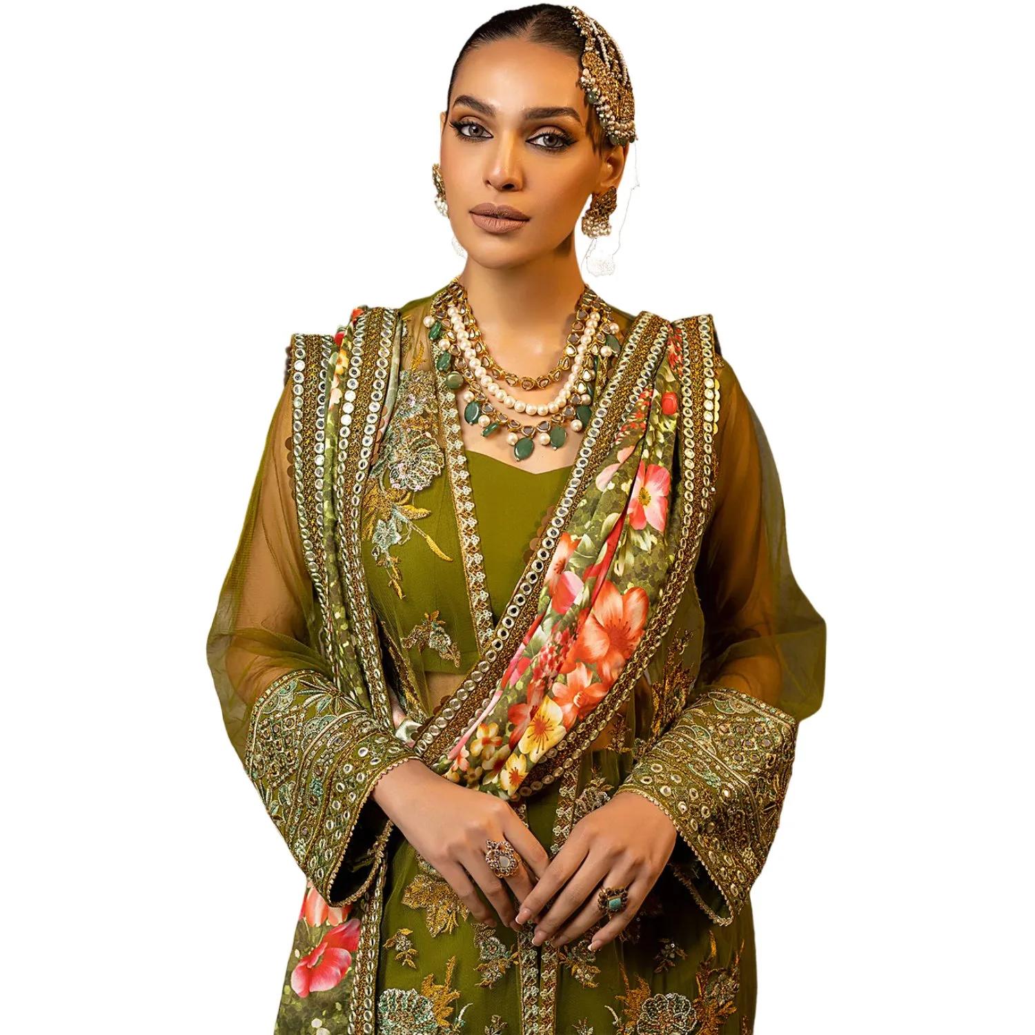 Faiza Faisal Sale: Elegance Redefined in Devi 3-Piece Unstitched Luxury Formals – Embrace Exquisite Emotions with Poly Net & Silk