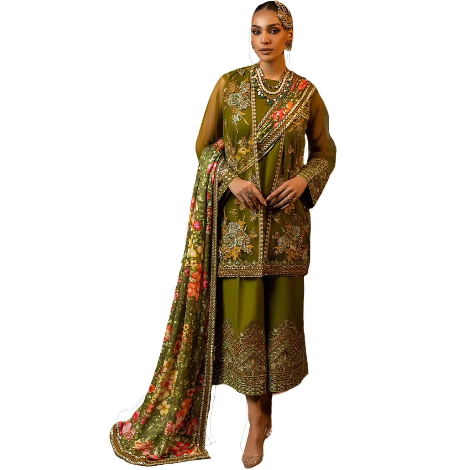 Faiza Faisal Sale: Elegance Redefined in Devi 3-Piece Unstitched Luxury Formals – Embrace Exquisite Emotions with Poly Net & Silk