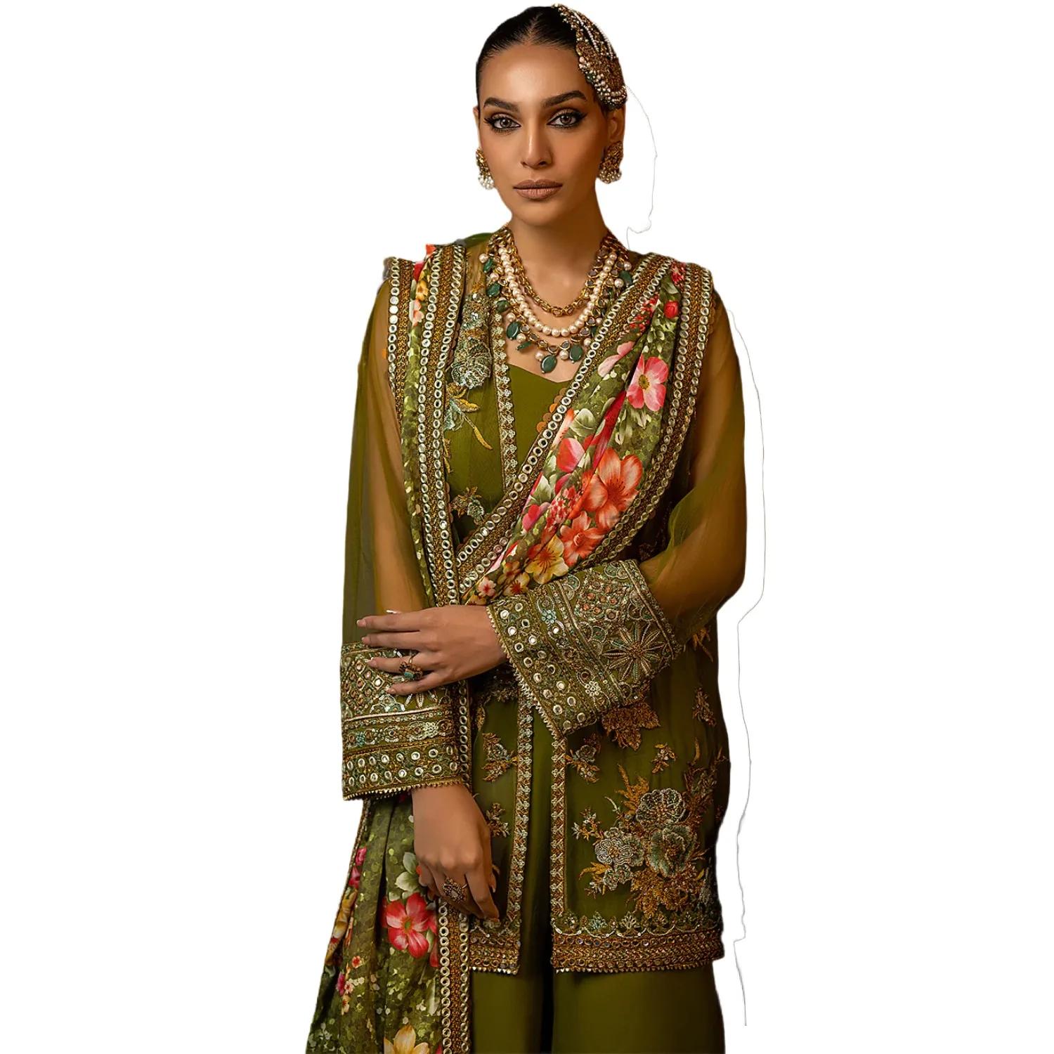 Faiza Faisal Sale: Elegance Redefined in Devi 3-Piece Unstitched Luxury Formals – Embrace Exquisite Emotions with Poly Net & Silk