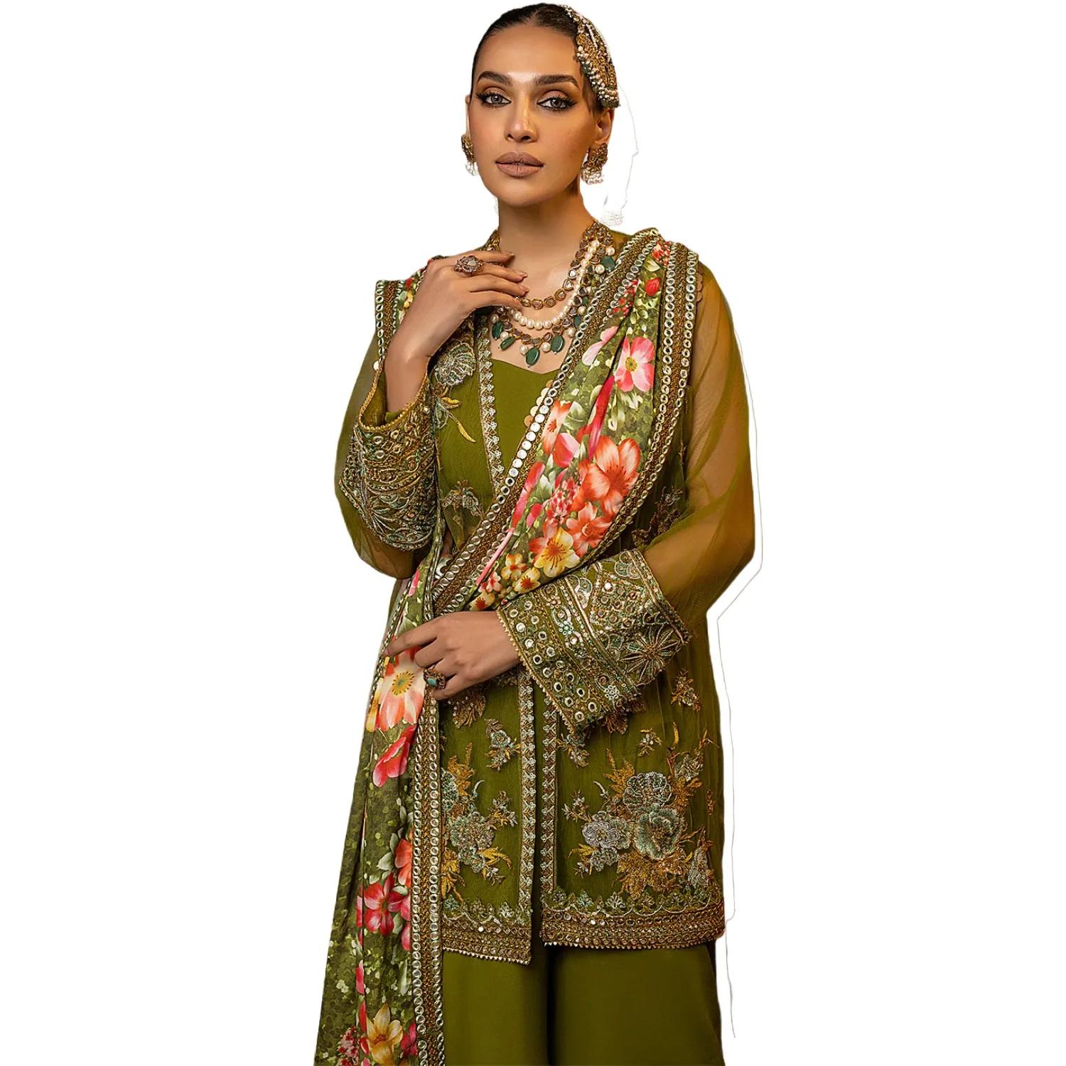 Faiza Faisal Sale: Elegance Redefined in Devi 3-Piece Unstitched Luxury Formals – Embrace Exquisite Emotions with Poly Net & Silk