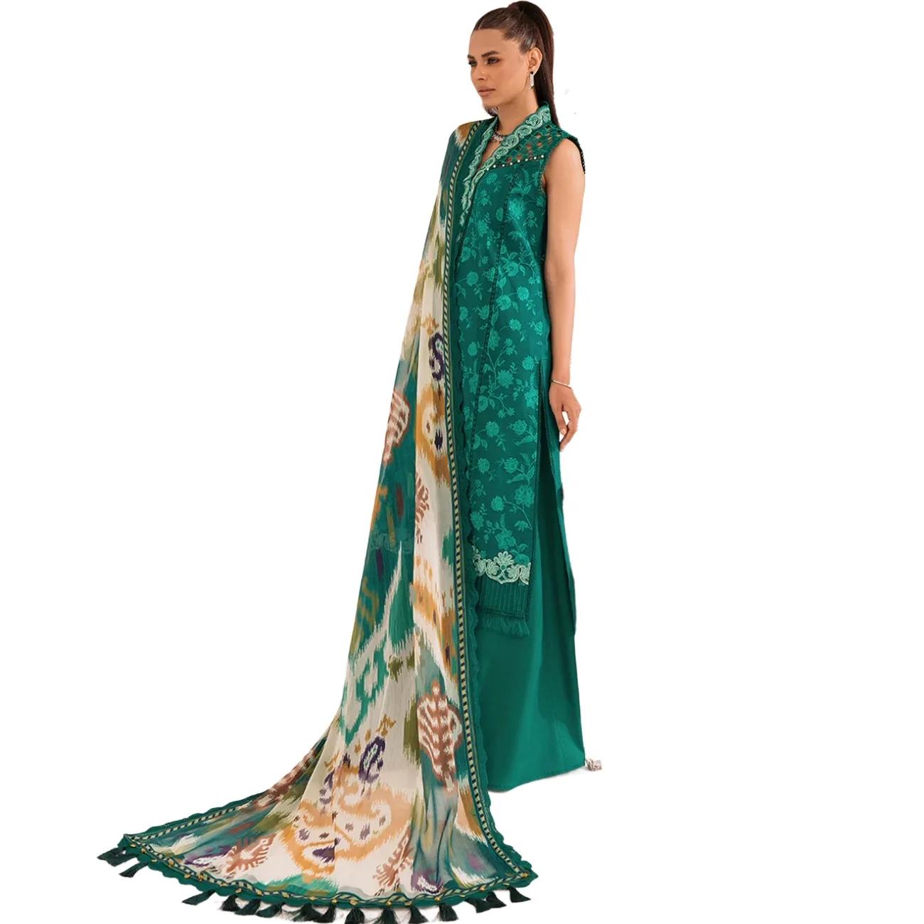 Faiza Faisal Sale: Elevate Your Elegance with Emerald Dream 3-Piece Unstitched Lawn Suit & Digital Chiffon Dupatta – Limited Edition Bliss!
