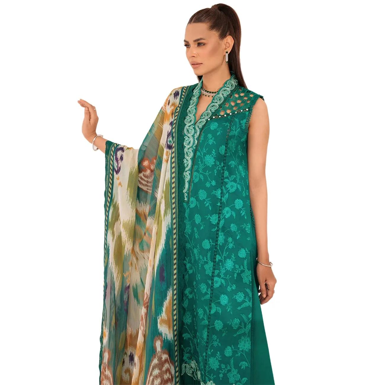 Faiza Faisal Sale: Elevate Your Elegance with Emerald Dream 3-Piece Unstitched Lawn Suit & Digital Chiffon Dupatta – Limited Edition Bliss!