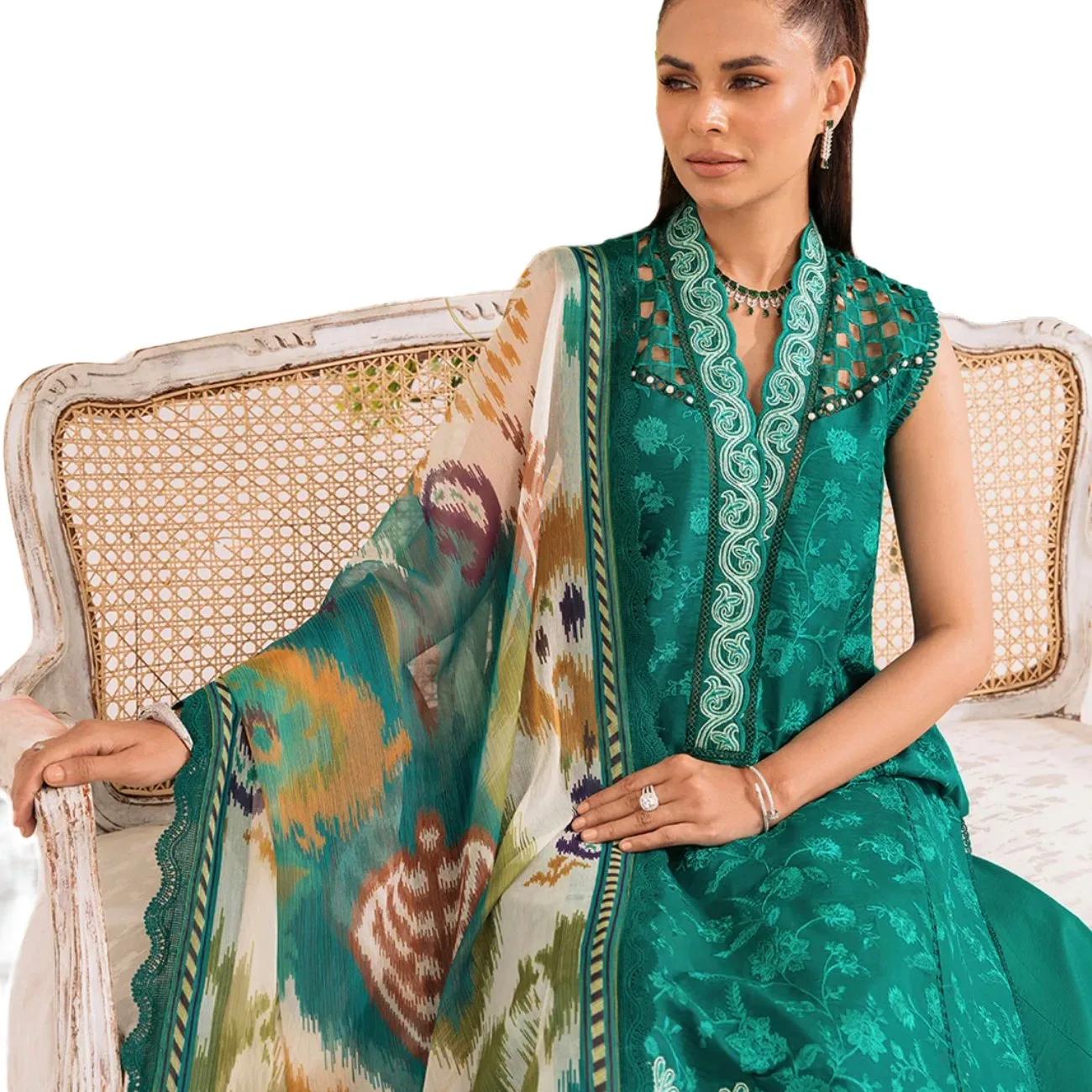Faiza Faisal Sale: Elevate Your Elegance with Emerald Dream 3-Piece Unstitched Lawn Suit & Digital Chiffon Dupatta – Limited Edition Bliss!