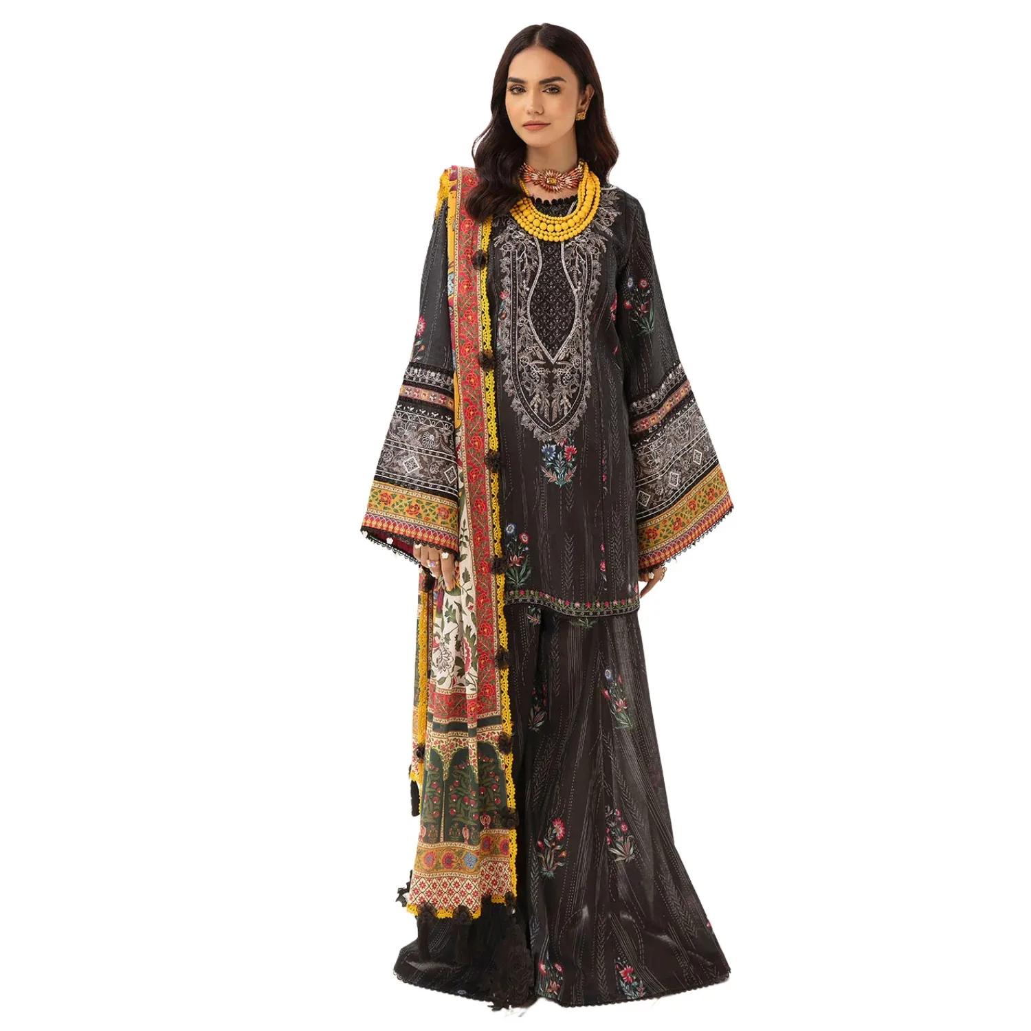Faiza Faisal Sale: Mirha 3-Piece Unstitched Elegance Embroidered Intricacies Digital Dupatta - Limited Edition. Indulge Now!