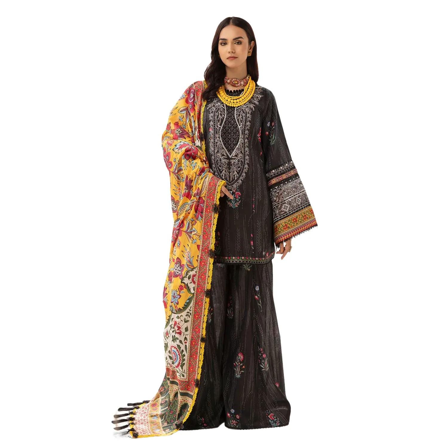 Faiza Faisal Sale: Mirha 3-Piece Unstitched Elegance Embroidered Intricacies Digital Dupatta - Limited Edition. Indulge Now!