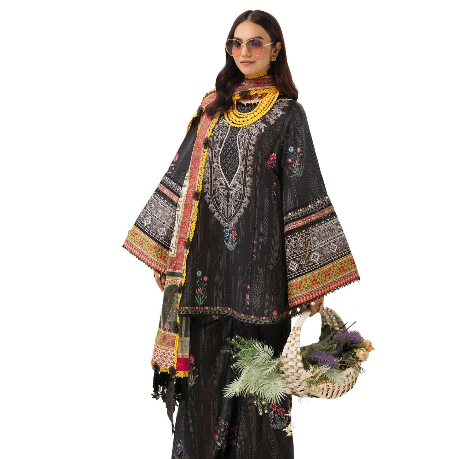 Faiza Faisal Sale: Mirha 3-Piece Unstitched Elegance Embroidered Intricacies Digital Dupatta - Limited Edition. Indulge Now!