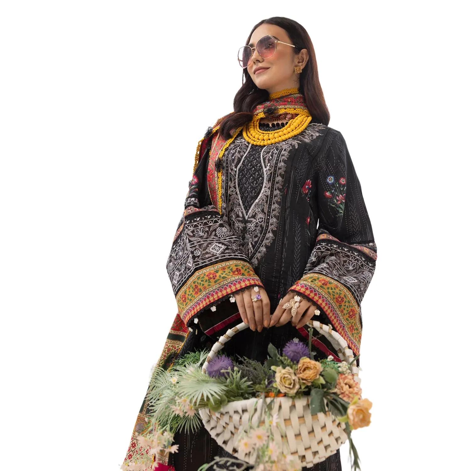 Faiza Faisal Sale: Mirha 3-Piece Unstitched Elegance Embroidered Intricacies Digital Dupatta - Limited Edition. Indulge Now!