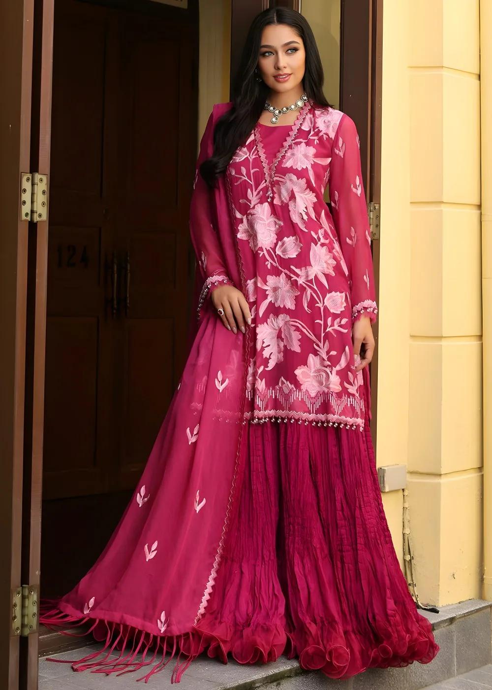 Gul Ahmed 3-Piece Embroidered Chiffon Unstitched Suit with Embroidered Chiffon Dupatta and Inner LE-42020