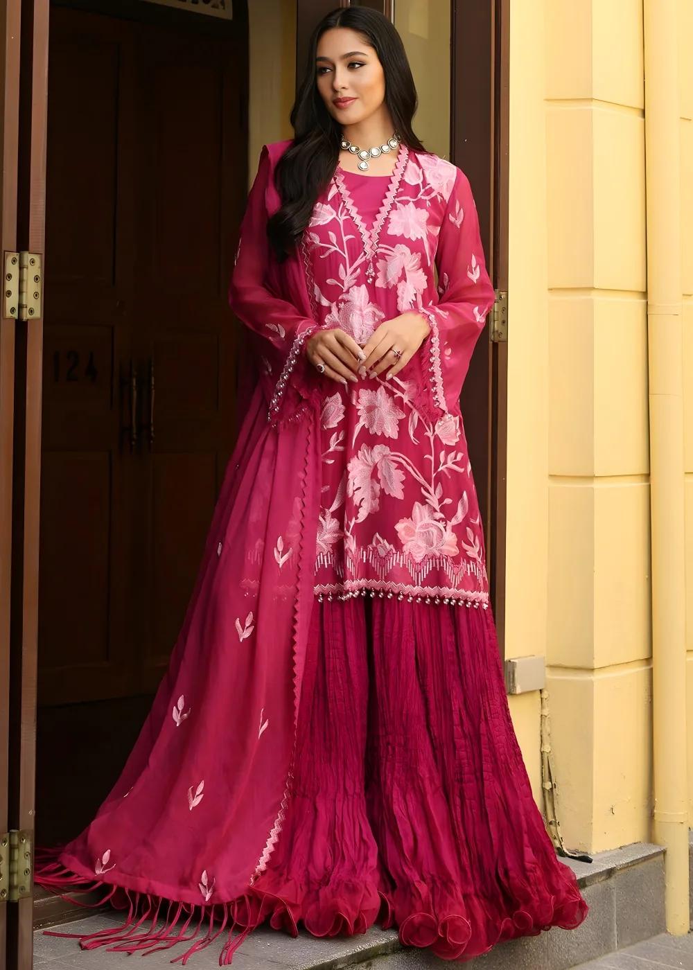Gul Ahmed 3-Piece Embroidered Chiffon Unstitched Suit with Embroidered Chiffon Dupatta and Inner LE-42020