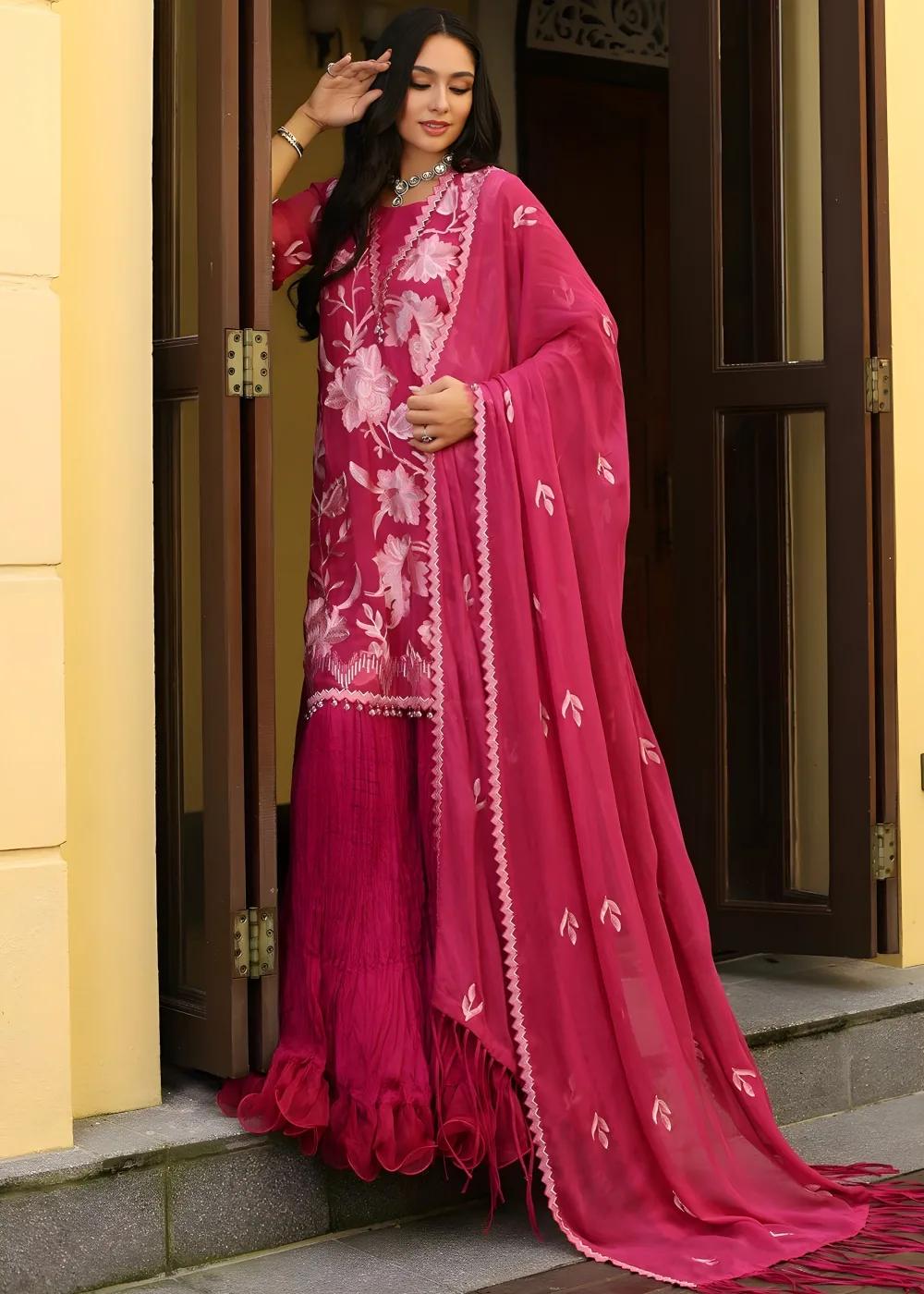 Gul Ahmed 3-Piece Embroidered Chiffon Unstitched Suit with Embroidered Chiffon Dupatta and Inner LE-42020