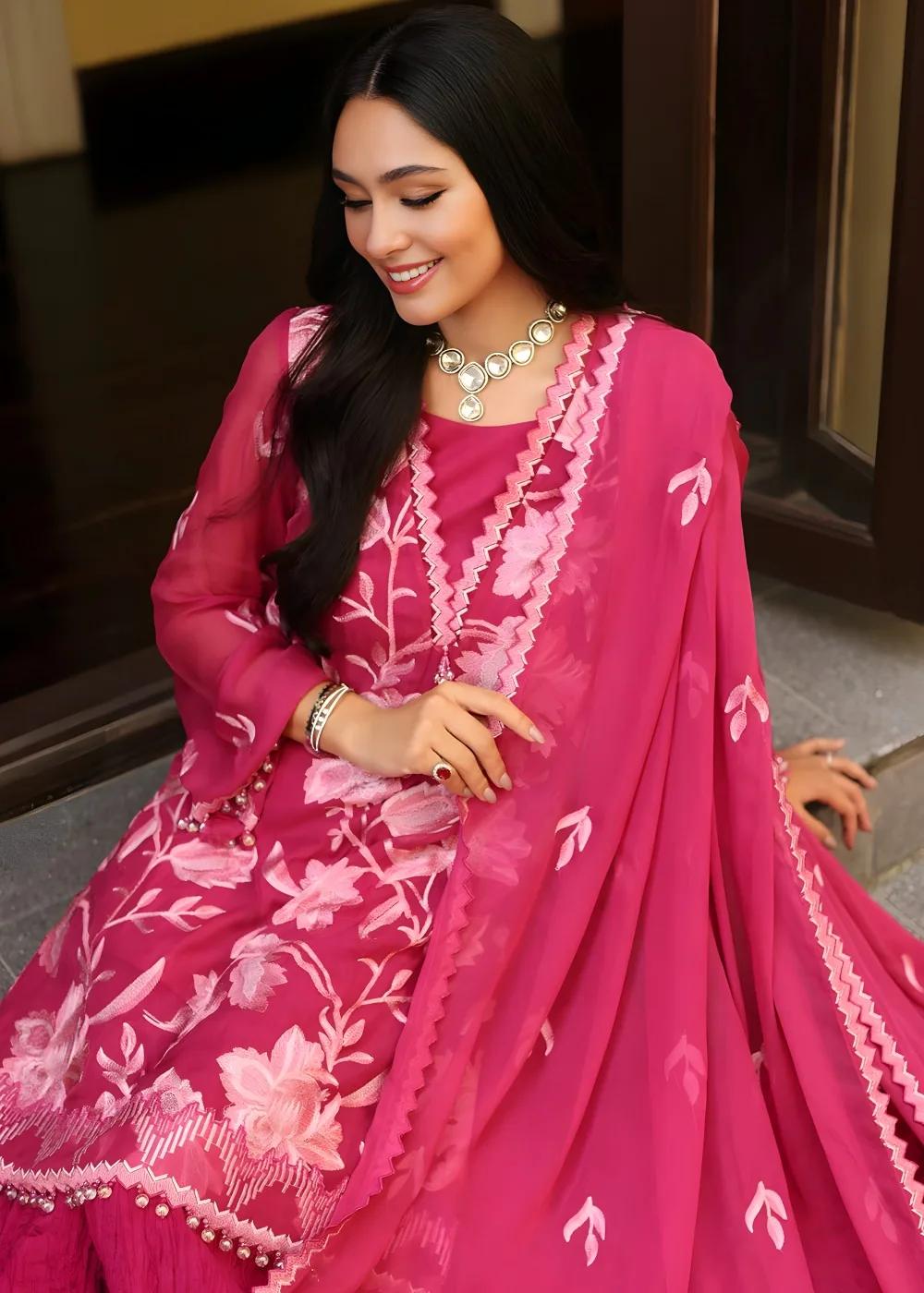 Gul Ahmed 3-Piece Embroidered Chiffon Unstitched Suit with Embroidered Chiffon Dupatta and Inner LE-42020