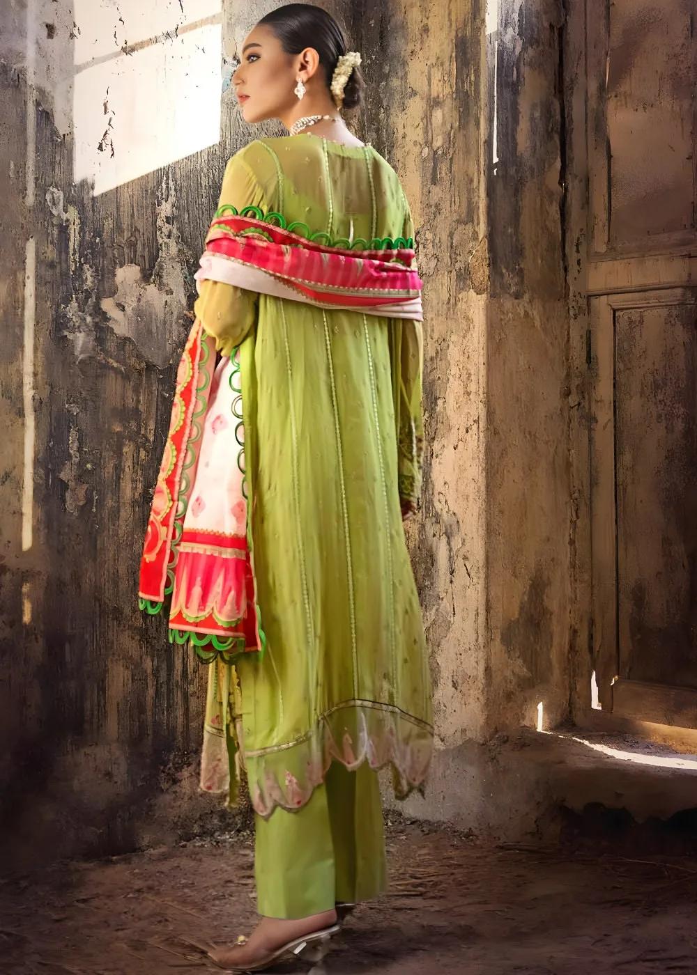 Gul Ahmed 3-Piece Embroidered Chiffon Unstitched Suit with Digital Printed Paper Cotton Dupatta FE-32032