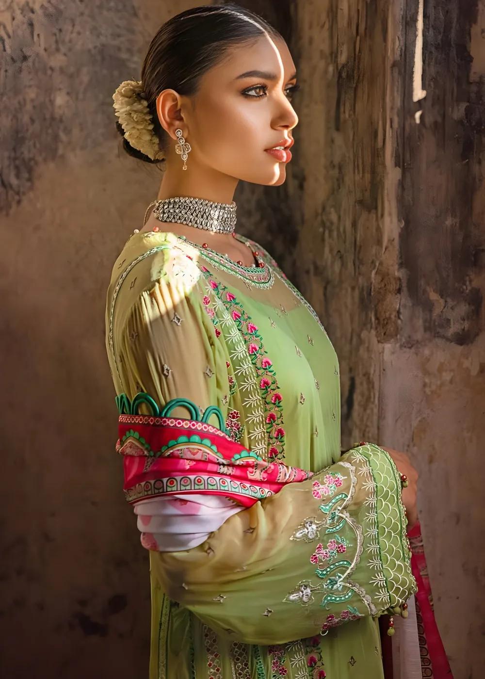 Gul Ahmed 3-Piece Embroidered Chiffon Unstitched Suit with Digital Printed Paper Cotton Dupatta FE-32032