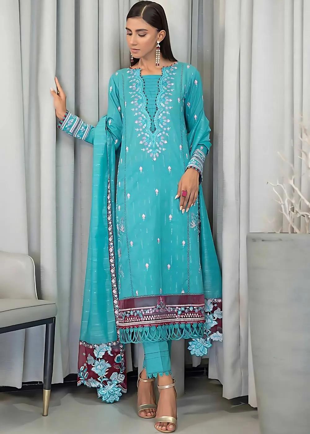 Gul Ahmed 3-Piece Embroidered Glitter Printed Cambric Unstitched Suit with Sequins Dupatta PM-32073