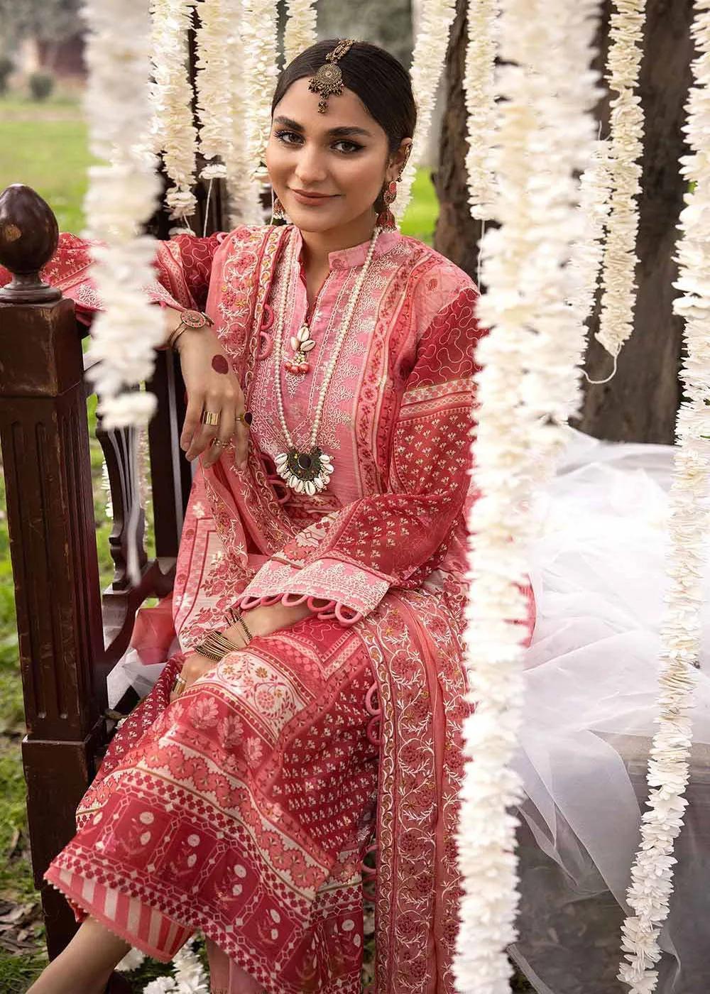 Gul Ahmed 3-Piece Embroidered Jacquard Printed Unstitched Suit with Embroidered Stripe Dupatta FE-32023