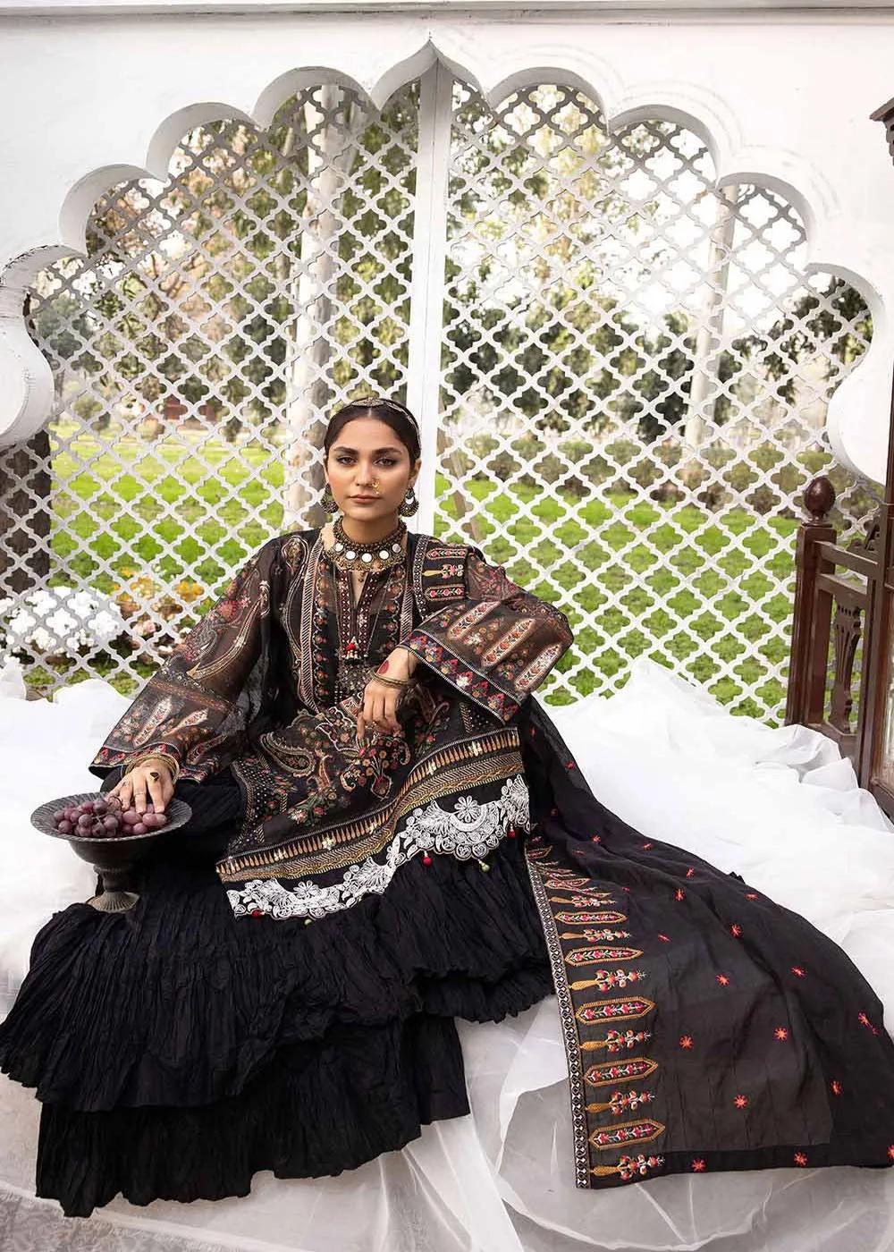 Gul Ahmed 3-Piece Embroidered Jacquard Printed Unstitched Suit with Embroidered Stripe Dupatta FE-32025