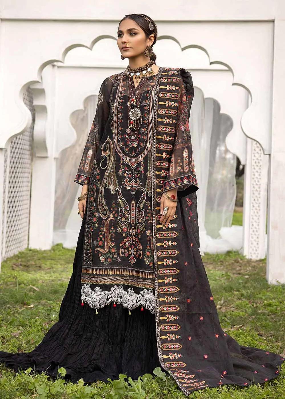Gul Ahmed 3-Piece Embroidered Jacquard Printed Unstitched Suit with Embroidered Stripe Dupatta FE-32025