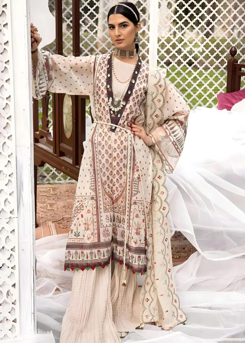 Gul Ahmed 3-Piece Embroidered Jacquard Unstitched Suit with Embroidered Stripe Dupatta FE-32027