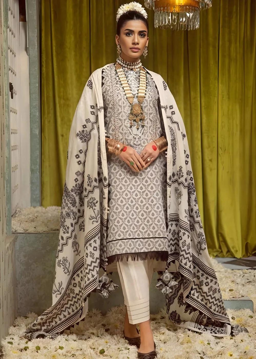 Gul Ahmed 3-Piece Embroidered Jacquard Unstitched Suit with Dupatta JD-42002