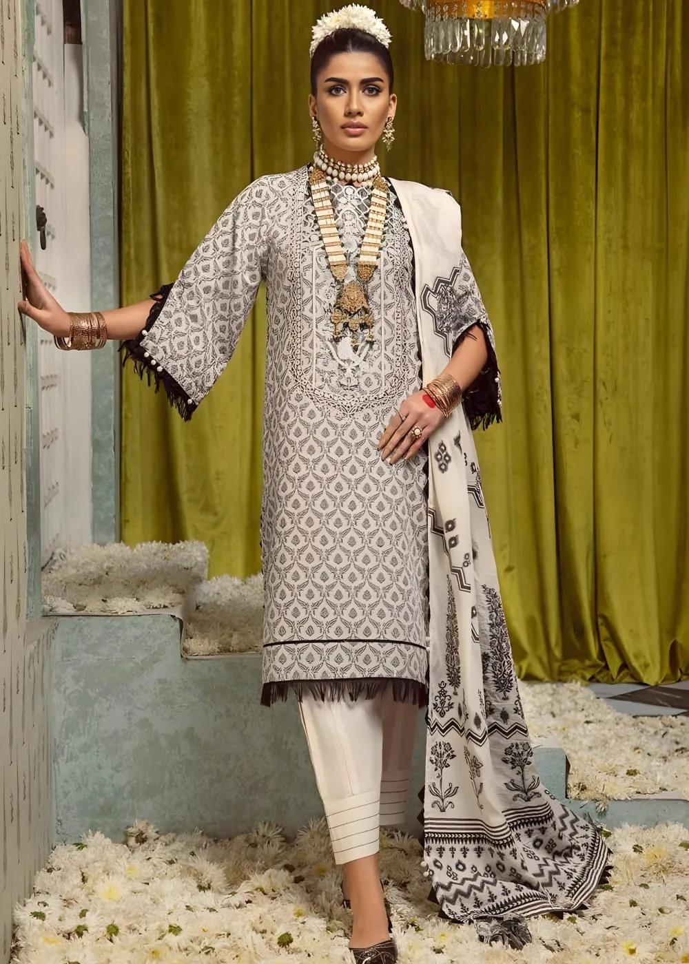 Gul Ahmed 3-Piece Embroidered Jacquard Unstitched Suit with Dupatta JD-42002