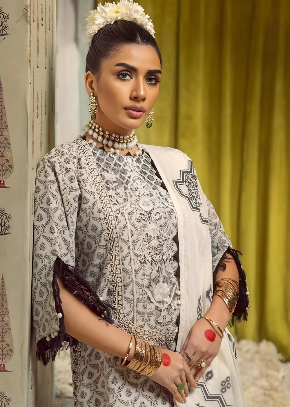 Gul Ahmed 3-Piece Embroidered Jacquard Unstitched Suit with Dupatta JD-42002