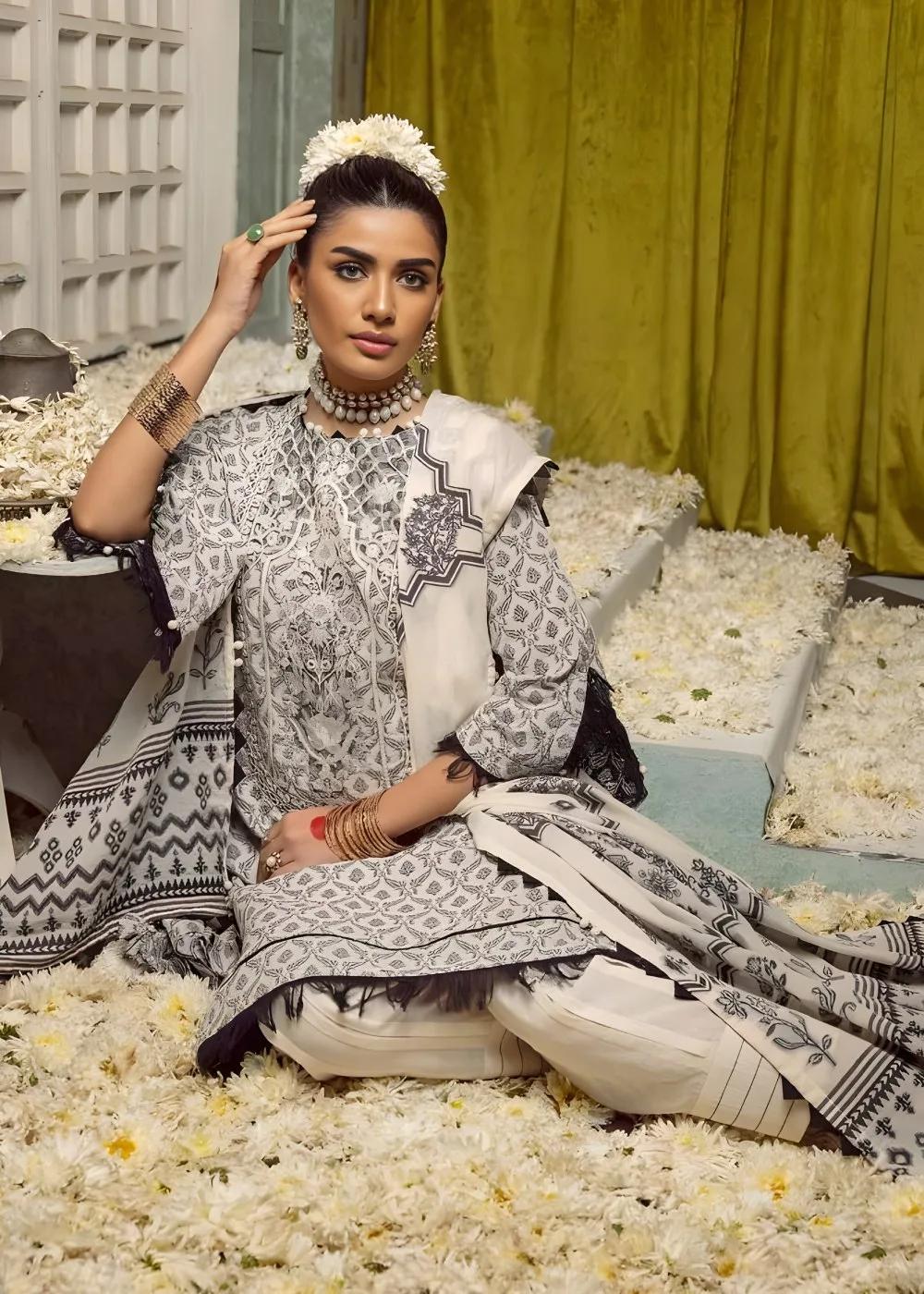 Gul Ahmed 3-Piece Embroidered Jacquard Unstitched Suit with Dupatta JD-42002