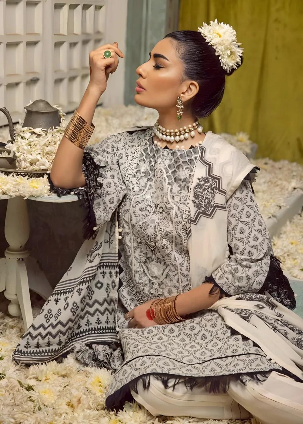 Gul Ahmed 3-Piece Embroidered Jacquard Unstitched Suit with Dupatta JD-42002