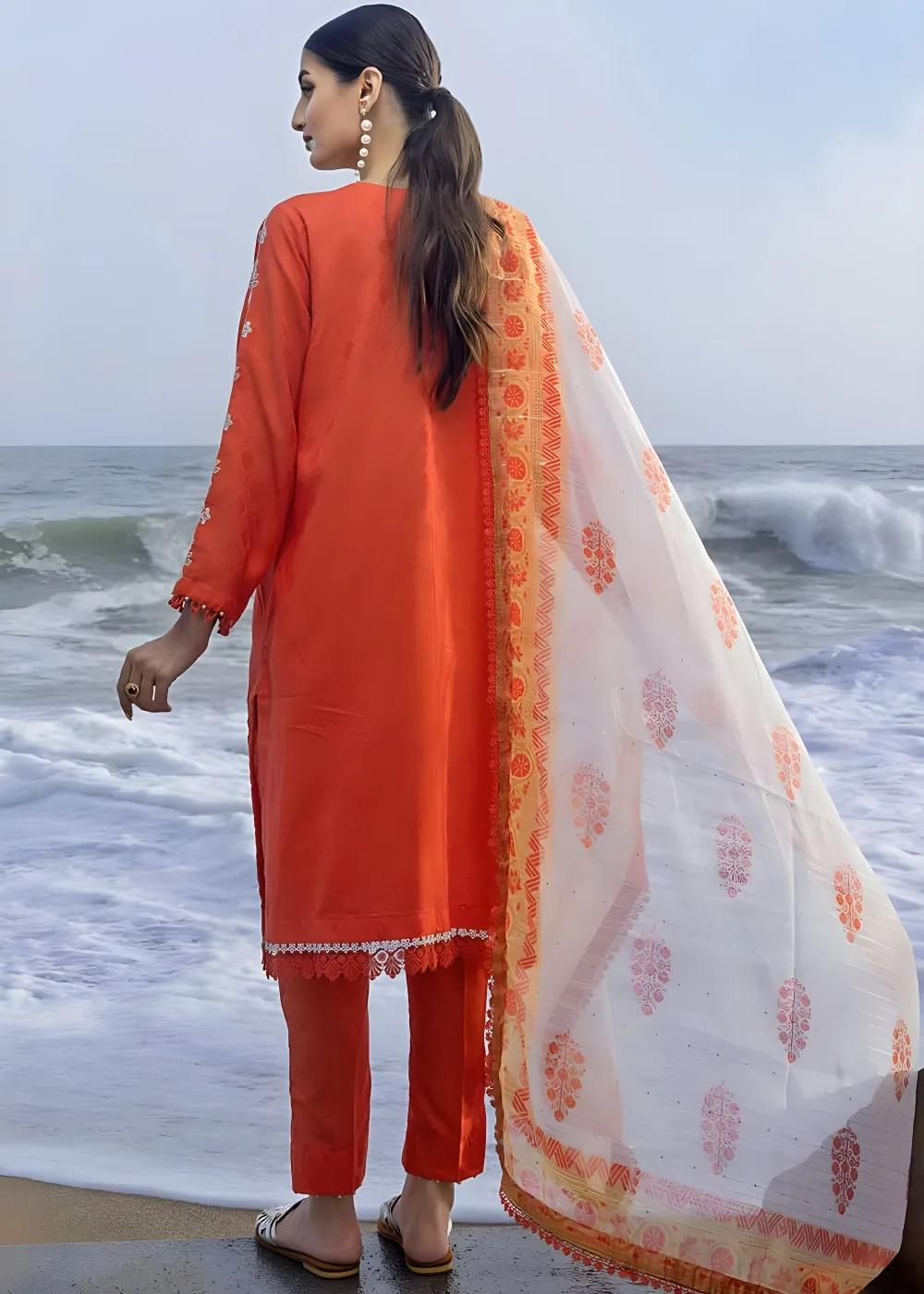 Gul Ahmed 3-Piece Embroidered Jacquard Unstitched Suit with Sequins Paper Cotton Dupatta MJ-32055