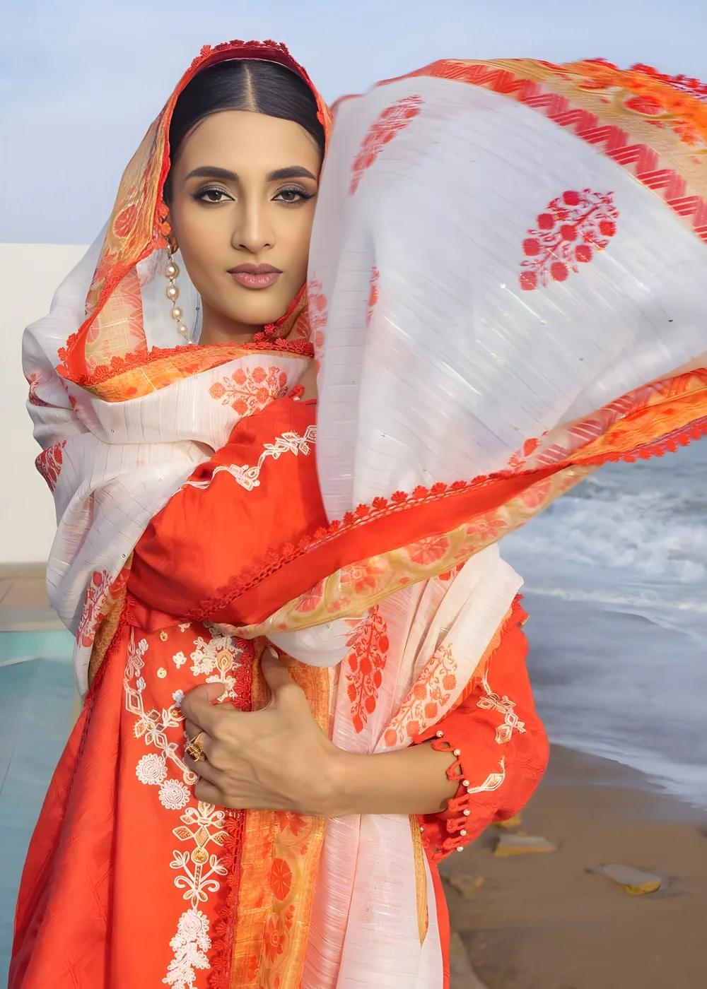 Gul Ahmed 3-Piece Embroidered Jacquard Unstitched Suit with Sequins Paper Cotton Dupatta MJ-32055