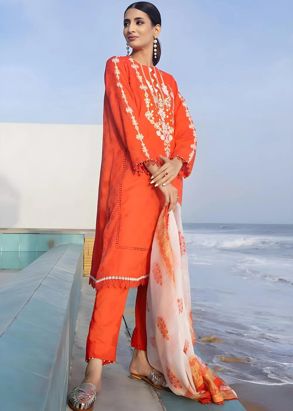 Gul Ahmed 3-Piece Embroidered Jacquard Unstitched Suit with Sequins Paper Cotton Dupatta MJ-32055