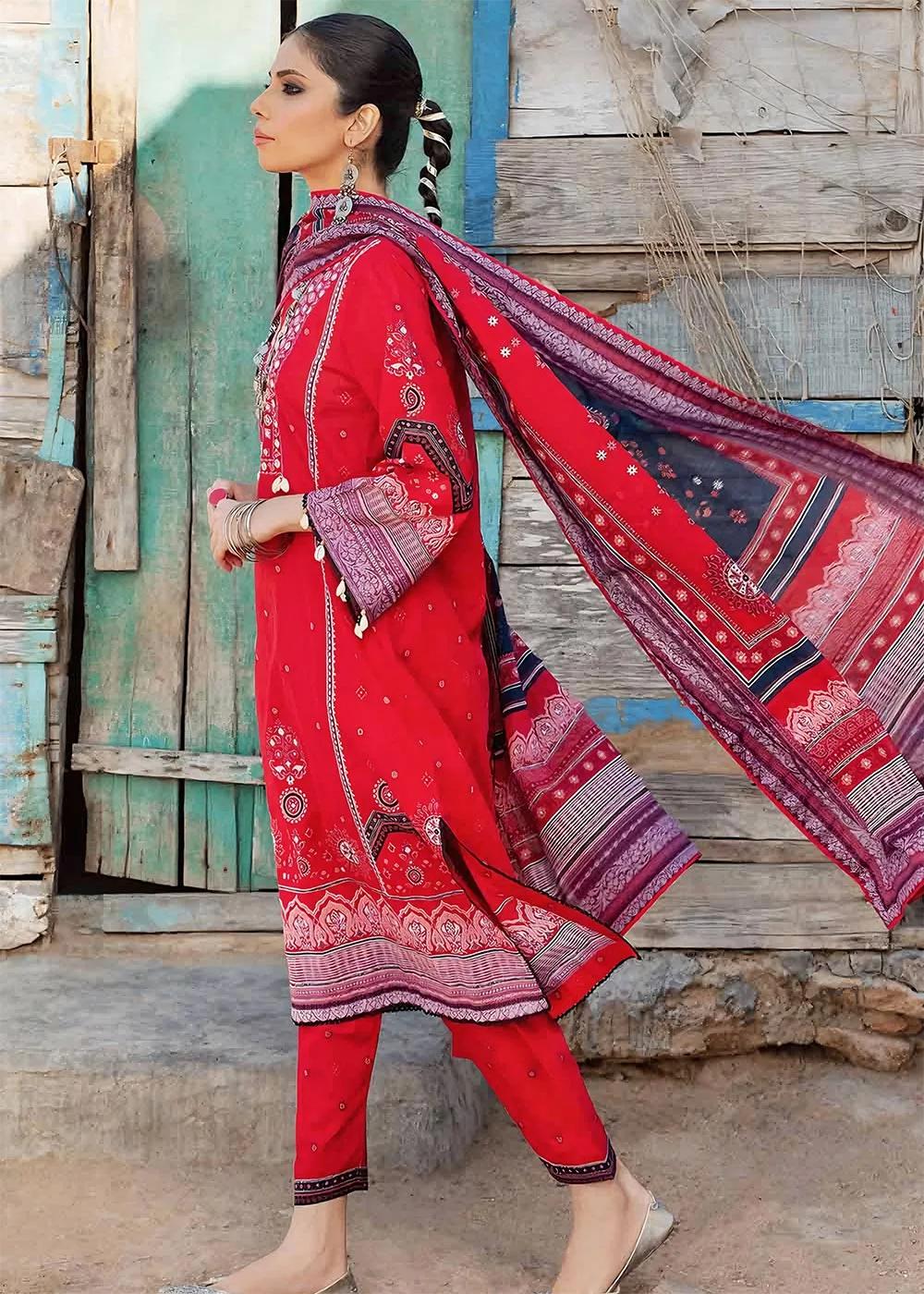 Gul Ahmed 3-Piece Embroidered Lawn Unstitched Printed Suit With Denting Lawn Dupatta DN-32073 B
