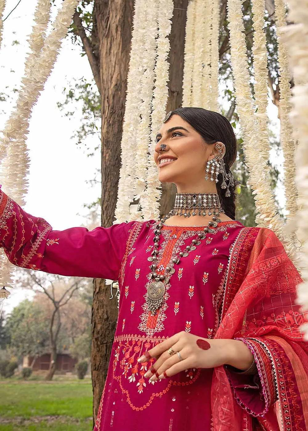 Gul Ahmed 3-Piece Embroidered Lawn Unstitched Suit with Burnout Organza Dupatta FE-32049