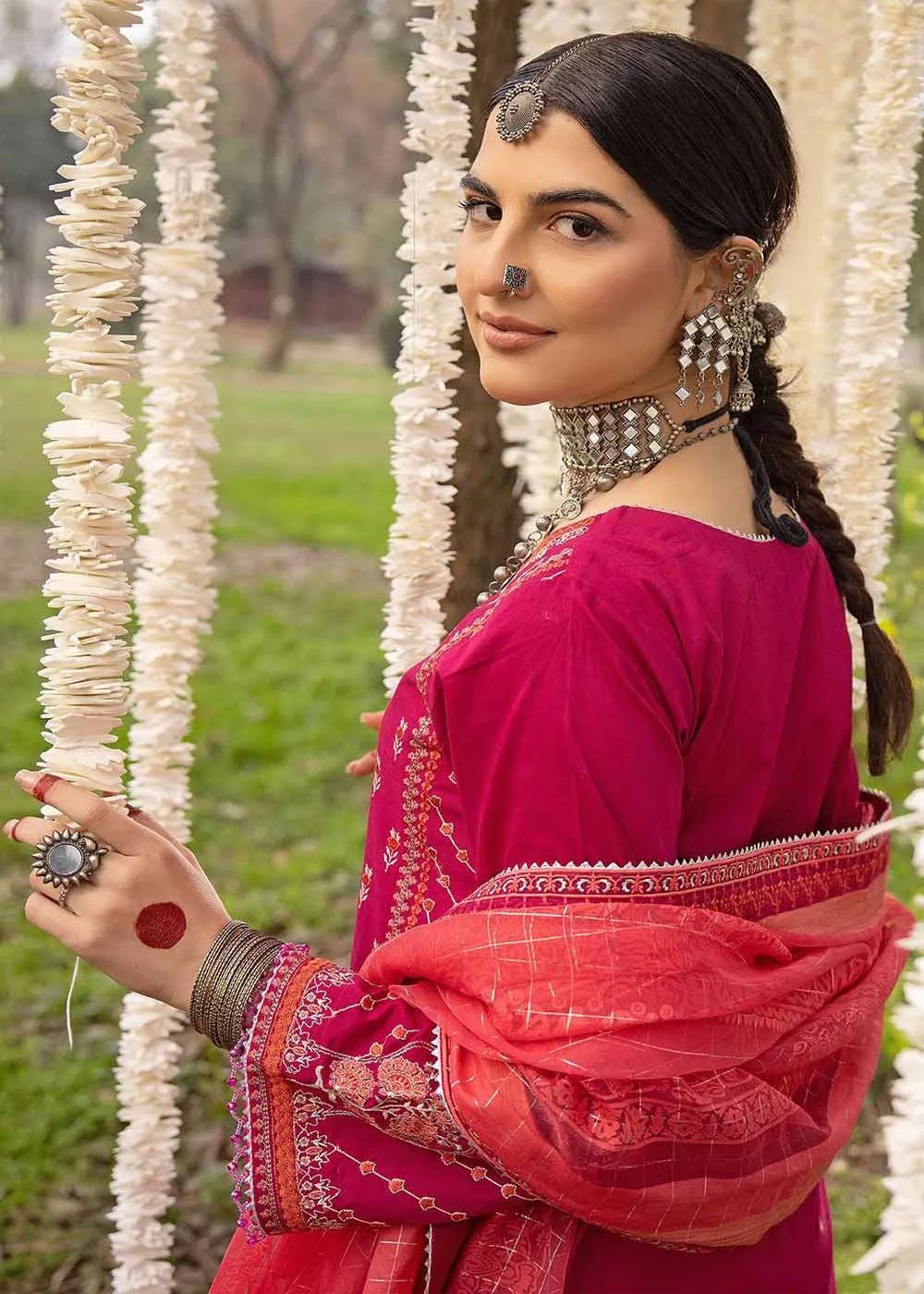 Gul Ahmed 3-Piece Embroidered Lawn Unstitched Suit with Burnout Organza Dupatta FE-32049