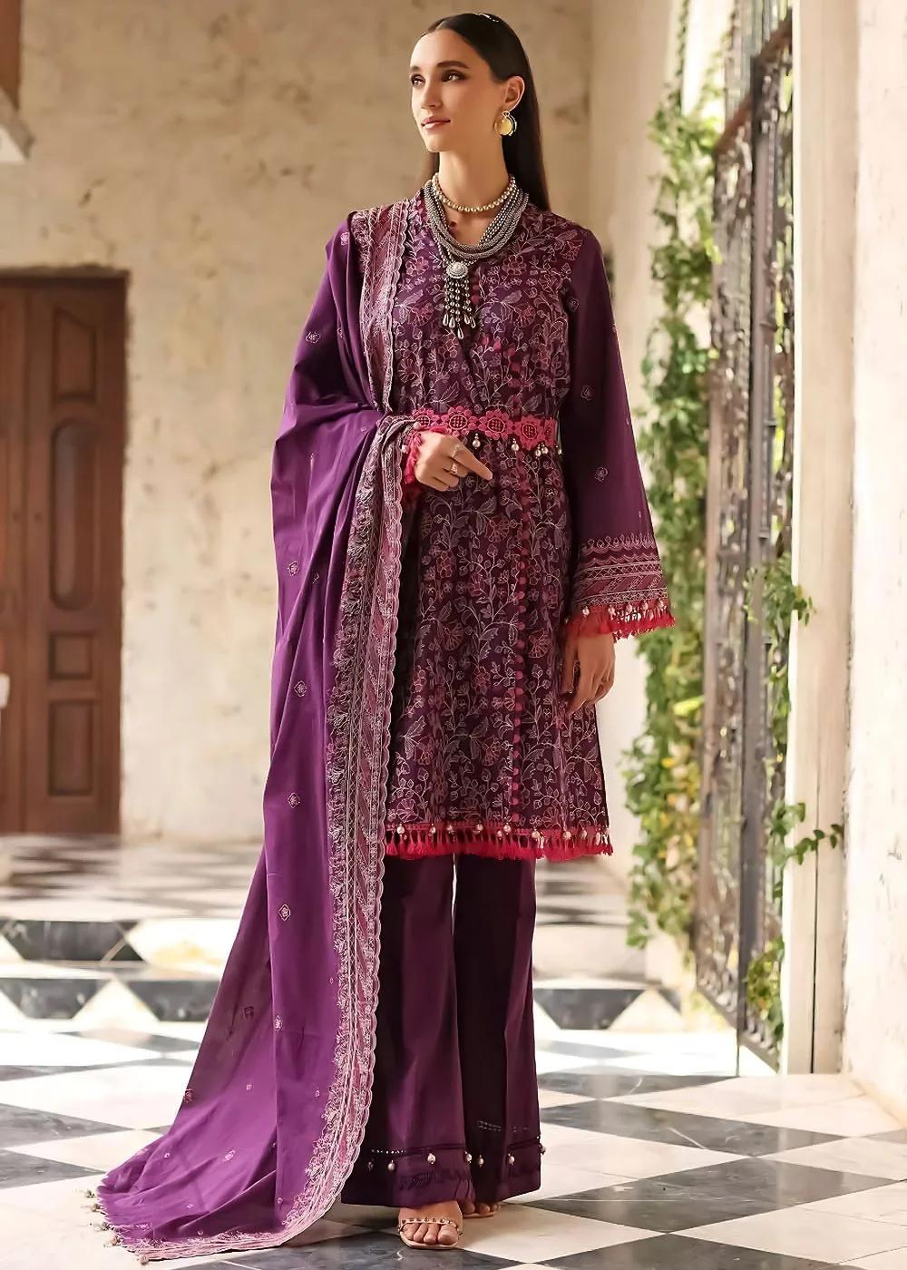 Gul Ahmed 3-Piece Embroidered Lawn Unstitched Suit With Embroidered Denting Lawn Dupatta DN-32034