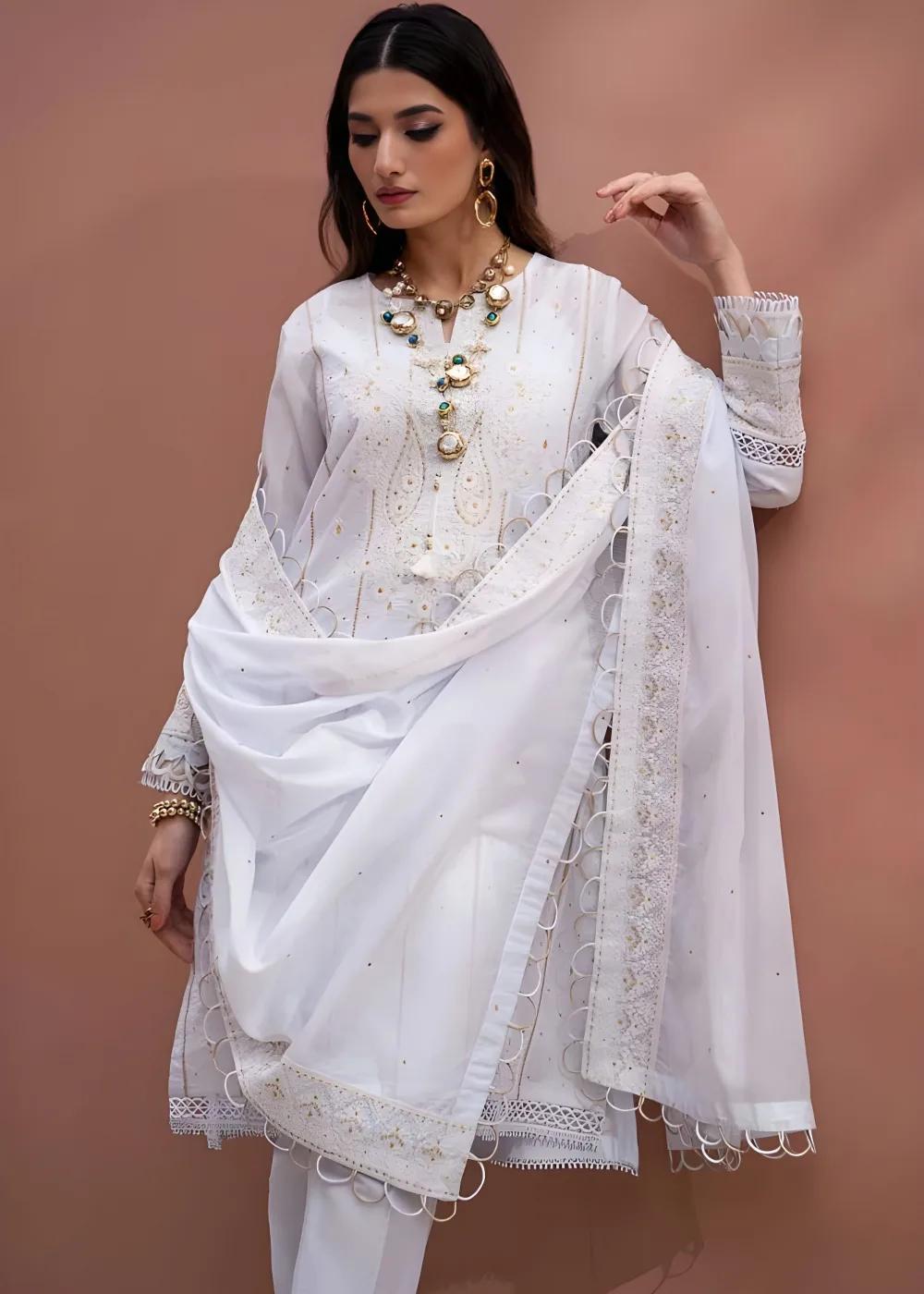 Gul Ahmed 3-Piece Embroidered Lawn Unstitched Suit with Embroidered Denting Lawn Dupatta DN-42019
