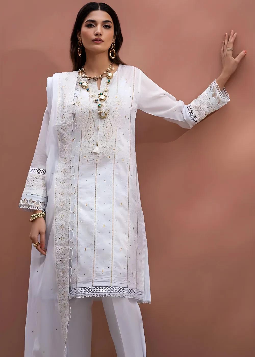 Gul Ahmed 3-Piece Embroidered Lawn Unstitched Suit with Embroidered Denting Lawn Dupatta DN-42019