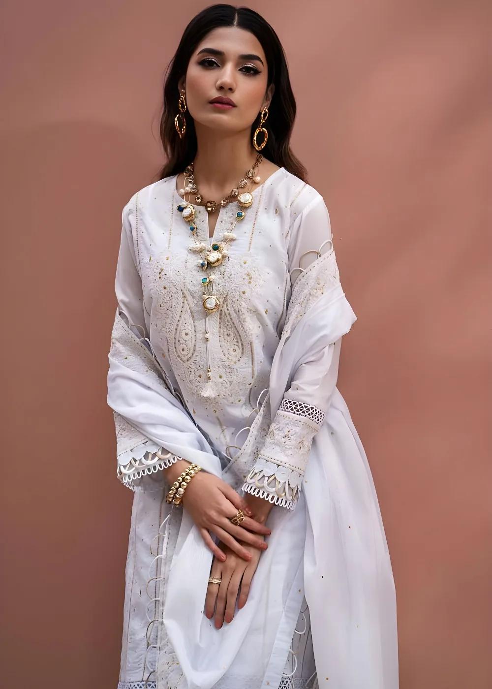 Gul Ahmed 3-Piece Embroidered Lawn Unstitched Suit with Embroidered Denting Lawn Dupatta DN-42019