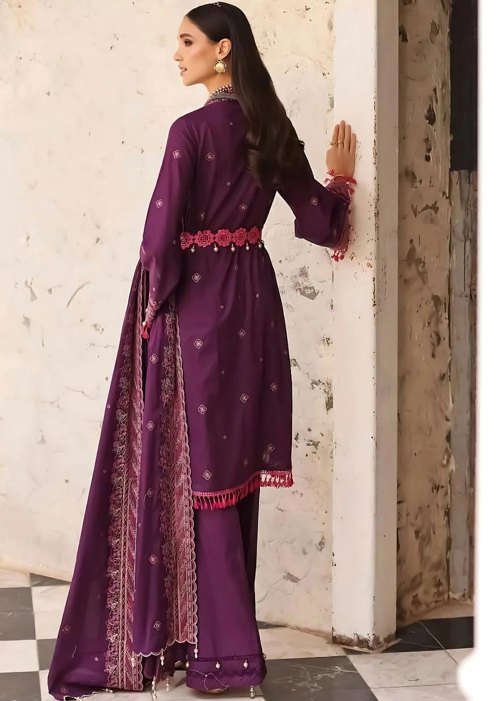 Gul Ahmed 3-Piece Embroidered Lawn Unstitched Suit With Embroidered Denting Lawn Dupatta DN-32034