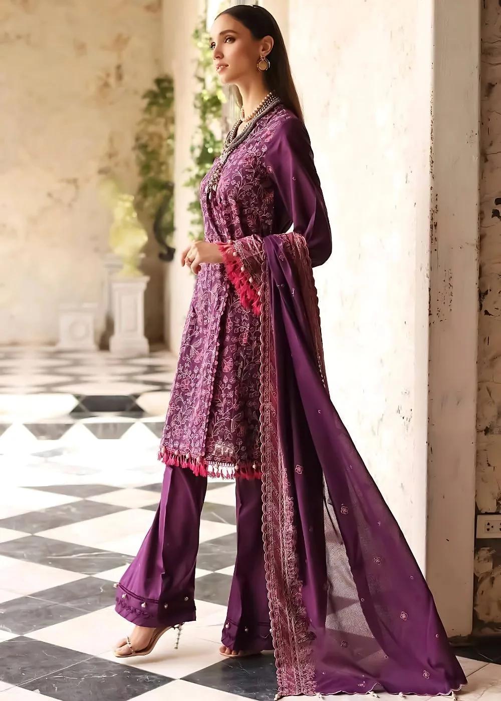 Gul Ahmed 3-Piece Embroidered Lawn Unstitched Suit With Embroidered Denting Lawn Dupatta DN-32034