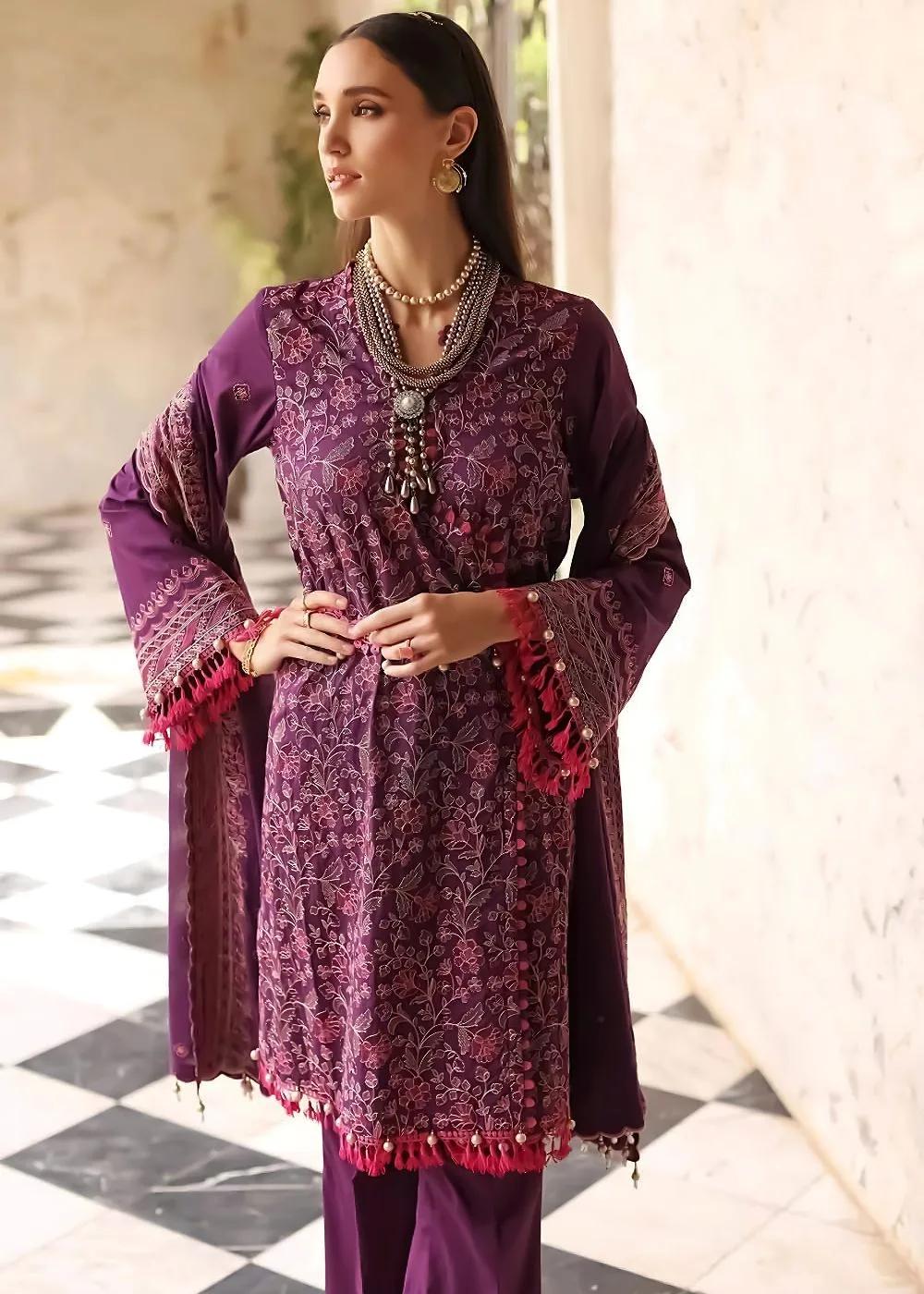Gul Ahmed 3-Piece Embroidered Lawn Unstitched Suit With Embroidered Denting Lawn Dupatta DN-32034