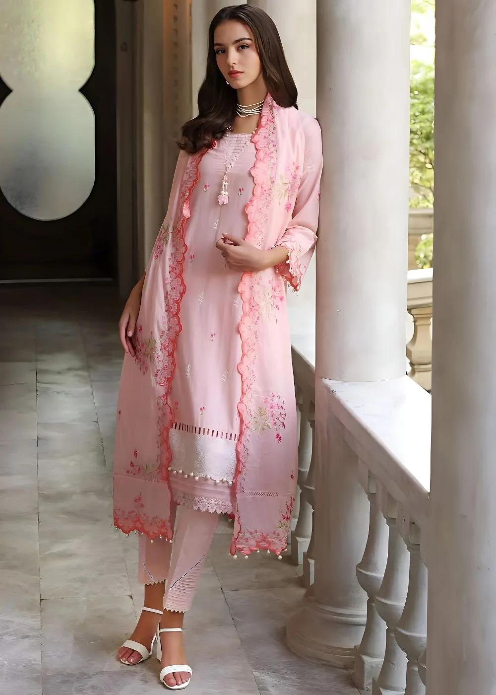 Gul Ahmed 3-Piece Embroidered Lawn Unstitched Suit with Sequins Embroidered Denting Lawn Dupatta DN-32012